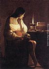 Penitent Magdalen Paintings - Magdalen of the night light by Georges de La Tour